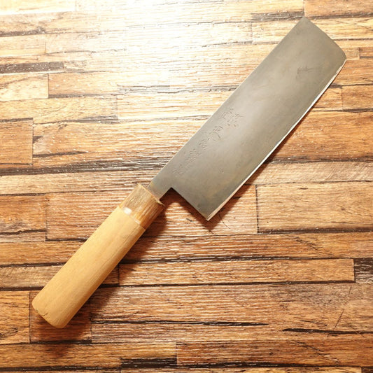 [HYPER REBORN] Masanobu Nakiri Knife, Sharpened, Water Buffalo Handle, Black Oxide Finish, Double Bevel, 165mm