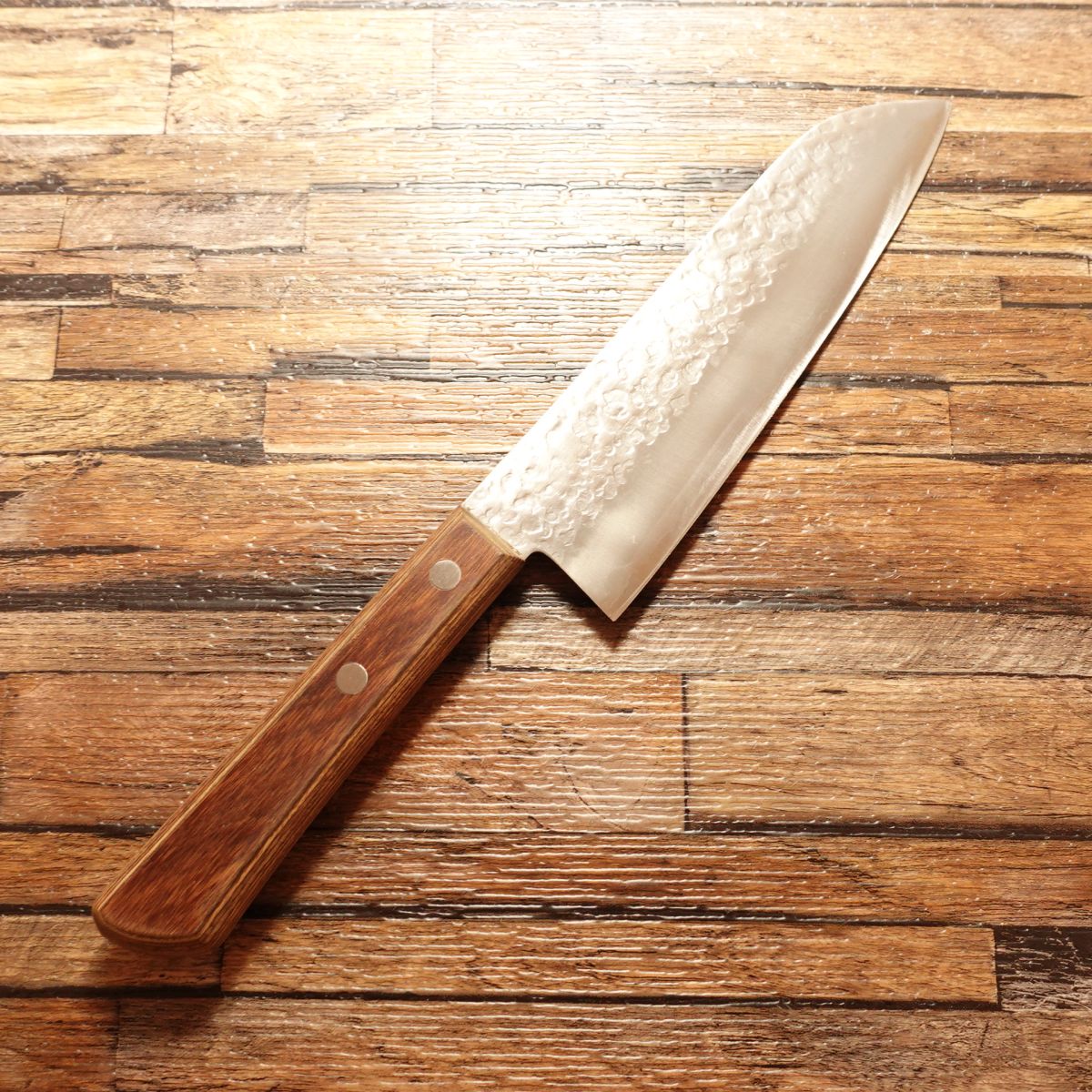 Unsui Santoku Knife, Sharpened, Tsuchime Pattern, Excellent Condition, 170mm