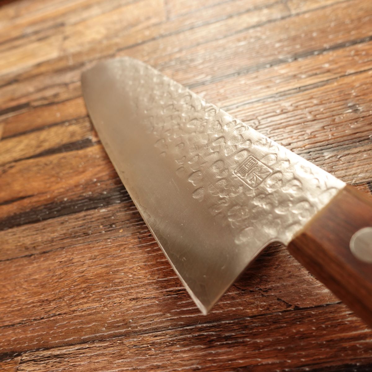 Unsui Santoku Knife, Sharpened, Tsuchime Pattern, Excellent Condition, 170mm