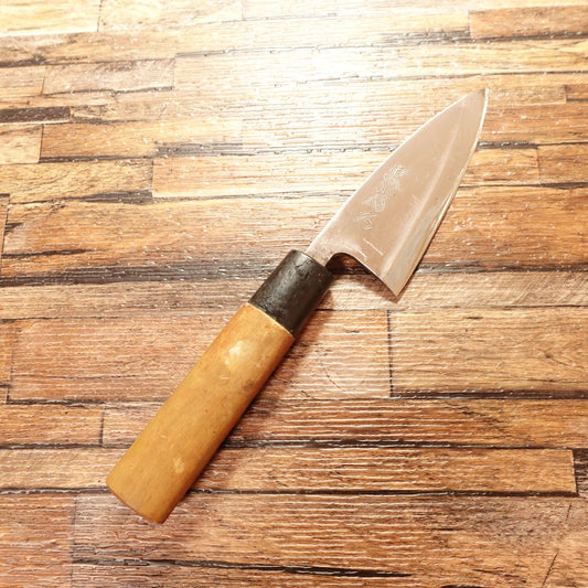 Minamoto Tamehisa Aji-Kiri Knife, Sharpened, Ko-Deba, Hagane, 105mm