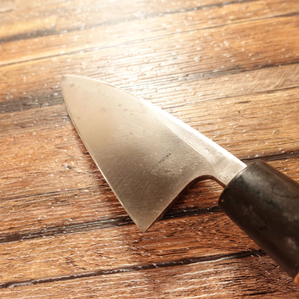 Minamoto Tamehisa Aji-Kiri Knife, Sharpened, Ko-Deba, Hagane, 105mm