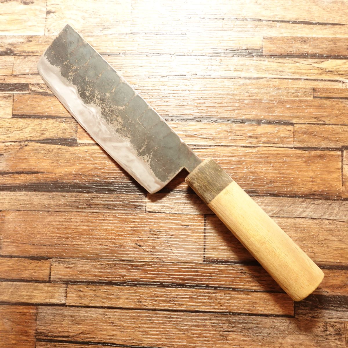 Kiya Nakiri Knife, Sharpened, Water Buffalo Handle, Kurouchi, Minimal Signs of Use, 145mm