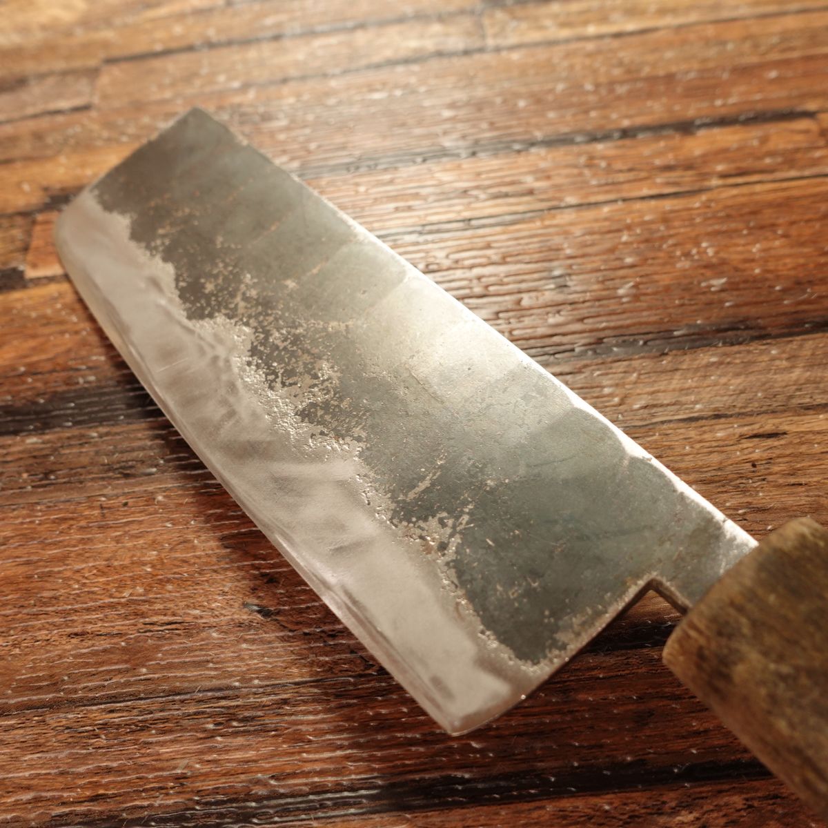 Kiya Nakiri Knife, Sharpened, Water Buffalo Handle, Kurouchi, Minimal Signs of Use, 145mm