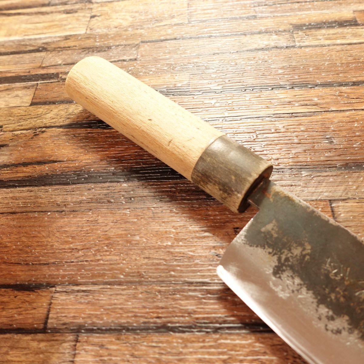 Kiya Nakiri Knife, Sharpened, Water Buffalo Handle, Kurouchi, Minimal Signs of Use, 145mm