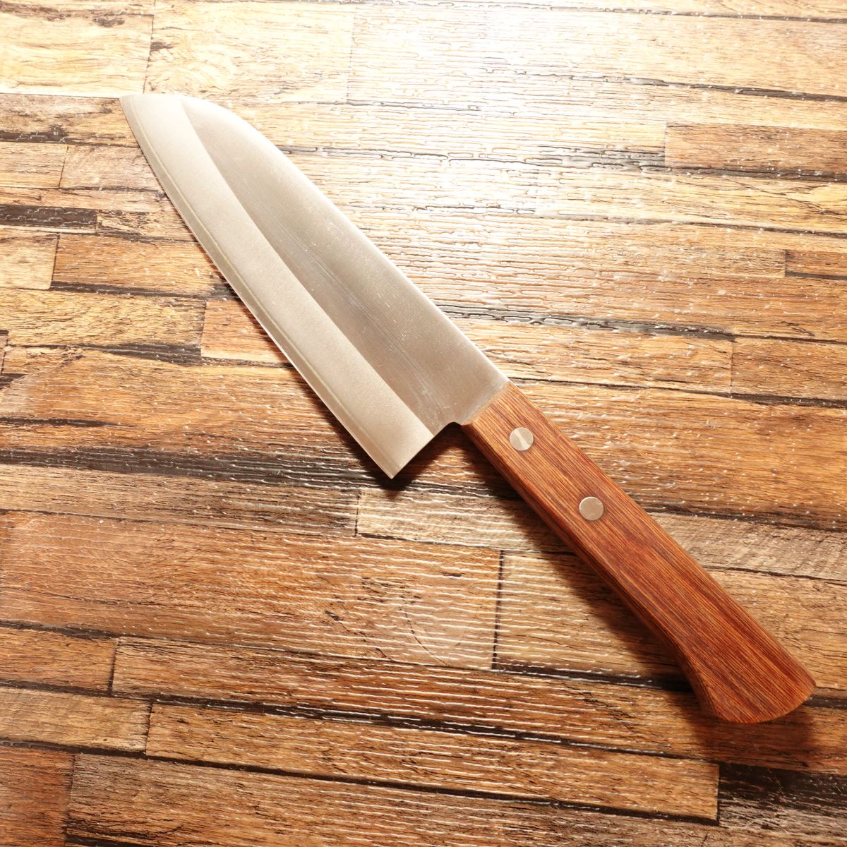 Kisaburo Santoku Knife, Sharpened, Hon-Warikomi, Hagane Core, 165mm