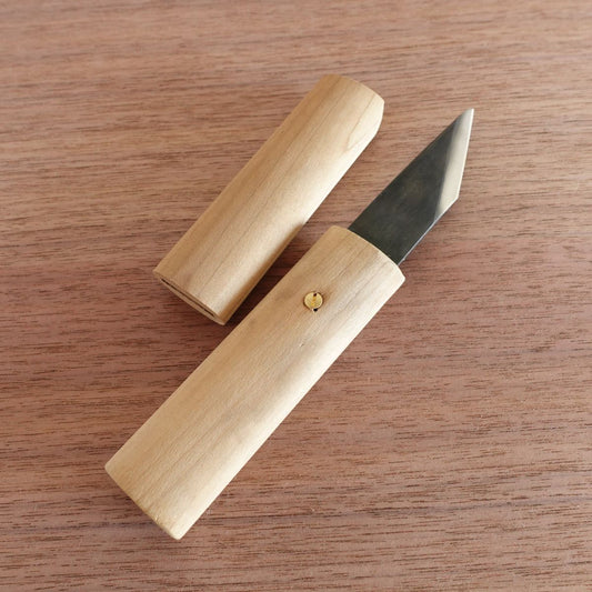 Baishinshi Yokote Utility Knife, Sharpened, Kiridashi Knife, Flower Knife, Ikebana Tool, Steel, Wooden Sheath, 70mm