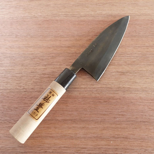 [HYPER REBORN] Suketoyo Ai-Deba Knife, Sharpened, Black Oxide Finish, Hagane, Single-Edged, Thin Blade, 155mm