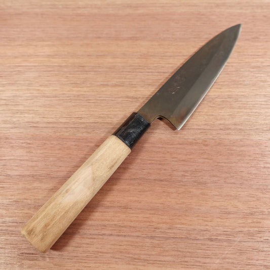 [HYPER REBORN] Mantetsu Funayuki Knife, Sharpened, Black Oxide Finish, Slim Deba, Thin Profile, Carbon Steel, Single Bevel, 160mm
