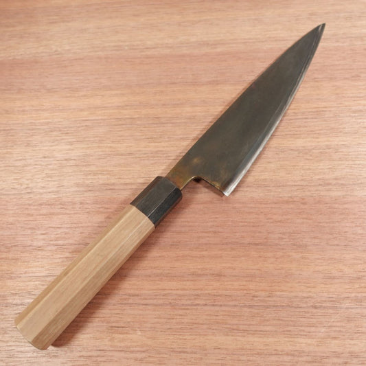 [HYPER REBORN] Tsukiji Masamoto Mioroshi Knife, Sharpened, Octagonal Water Buffalo Handle, Black Oxide Finish, Deba Knife, Wa-Gyuto, Single Bevel, 215mm