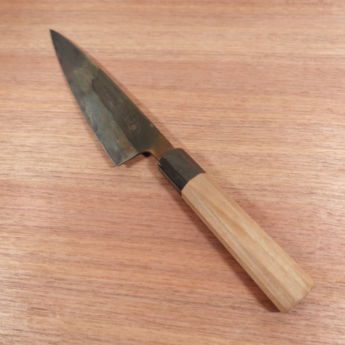 [HYPER REBORN] Tsukiji Masamoto Mioroshi Knife, Sharpened, Octagonal Water Buffalo Handle, Black Oxide Finish, Deba Knife, Wa-Gyuto, Single Bevel, 215mm
