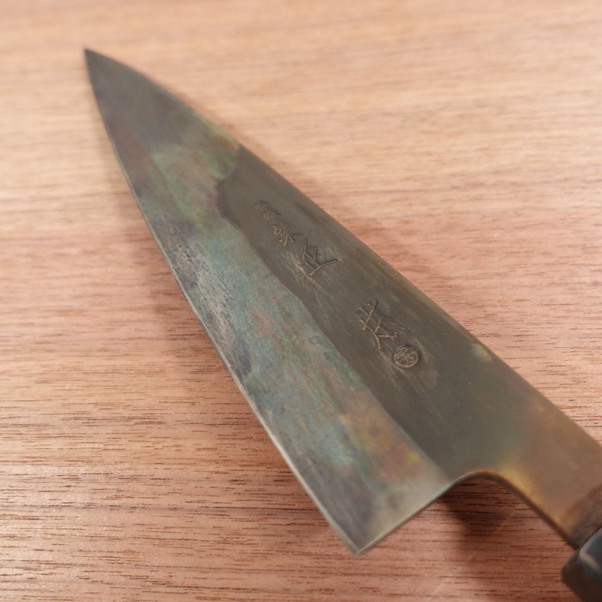 [HYPER REBORN] Tsukiji Masamoto Mioroshi Knife, Sharpened, Octagonal Water Buffalo Handle, Black Oxide Finish, Deba Knife, Wa-Gyuto, Single Bevel, 215mm