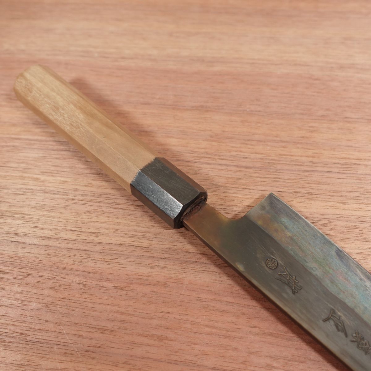 [HYPER REBORN] Tsukiji Masamoto Mioroshi Knife, Sharpened, Octagonal Water Buffalo Handle, Black Oxide Finish, Deba Knife, Wa-Gyuto, Single Bevel, 215mm