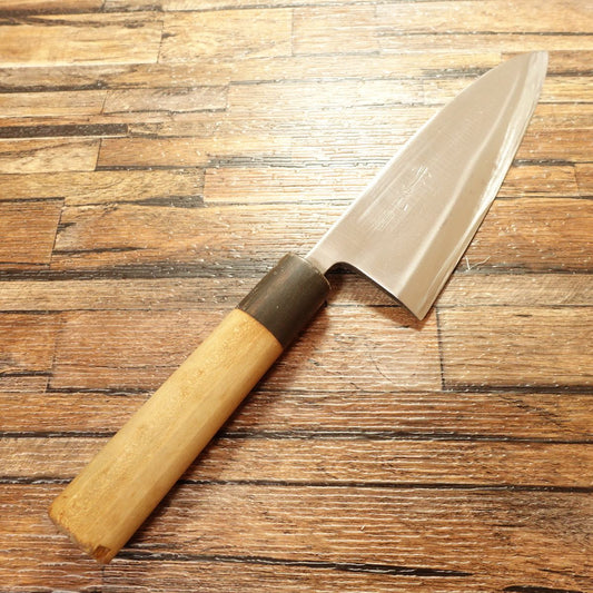Takeaki Deba Knife, Sharpened, Water Buffalo Handle, Thick Blade, Betsuuchi, Hagane Steel, Single Bevel, 170mm