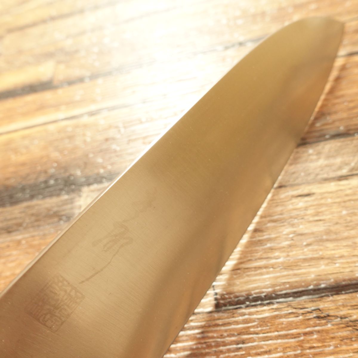 Tan Hikoaki Santoku Knife, Sharpened, All-Stainless Steel, All-Purpose Knife, 165mm