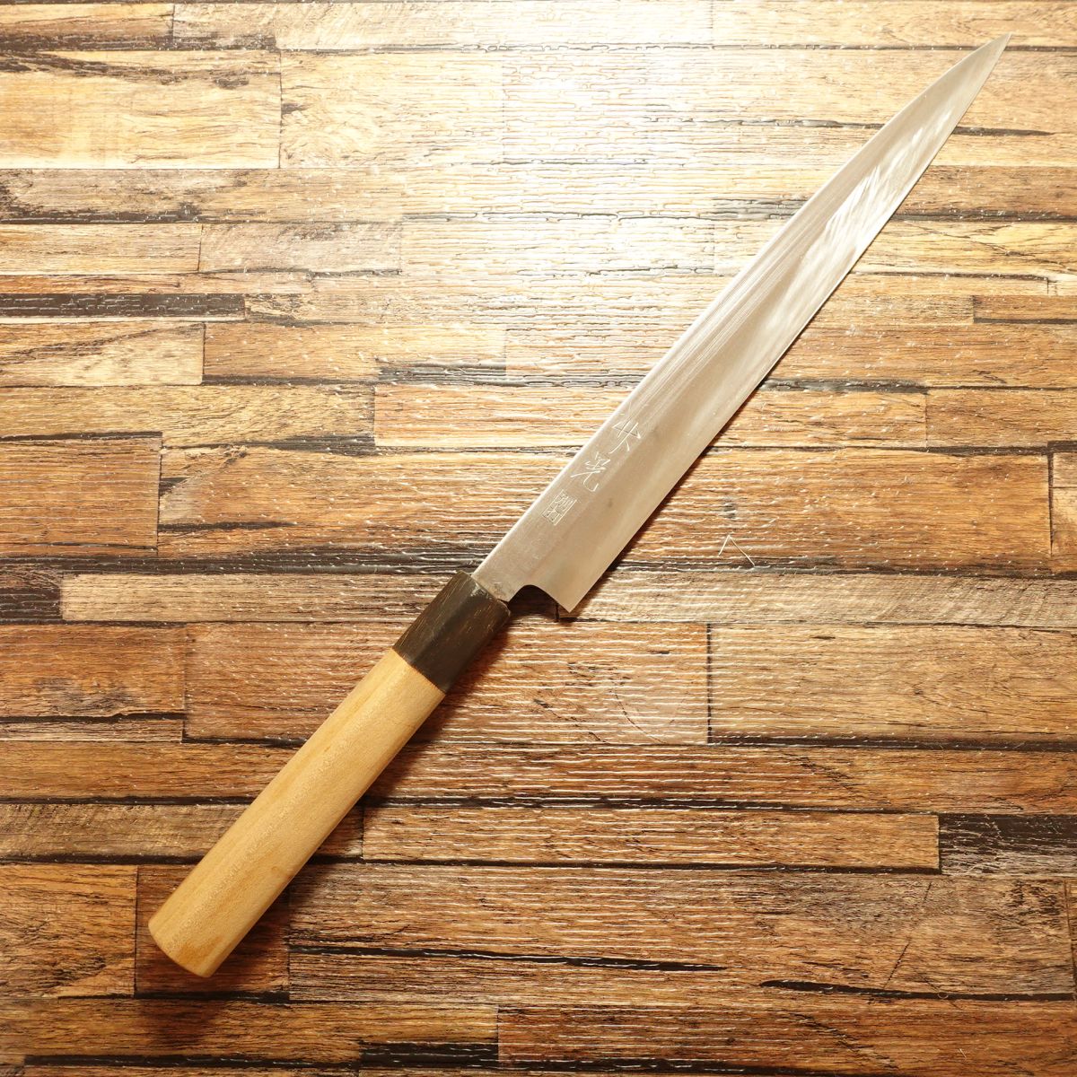 Takeaki Yanagiba Knife, Sharpened, Water Buffalo Handle, Sashimi Knife, Betsuuchi, Hagane Steel, 245mm