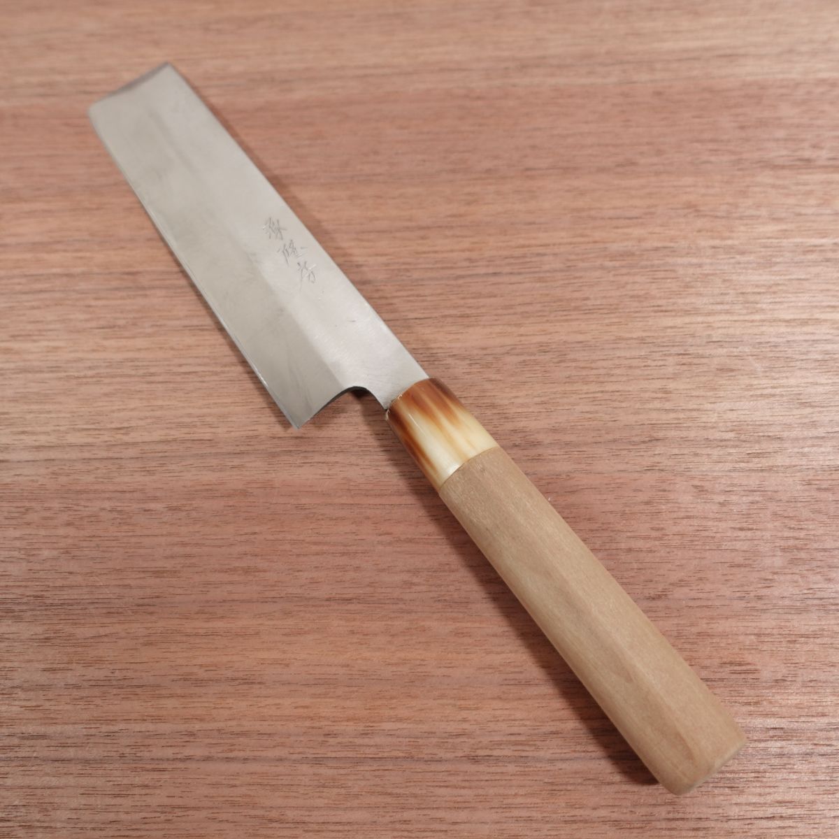 Minamoto Takafusa Usuba Knife, Sharpened, Left-Handed, White Water Buffalo Handle, Single Bevel, 180mm