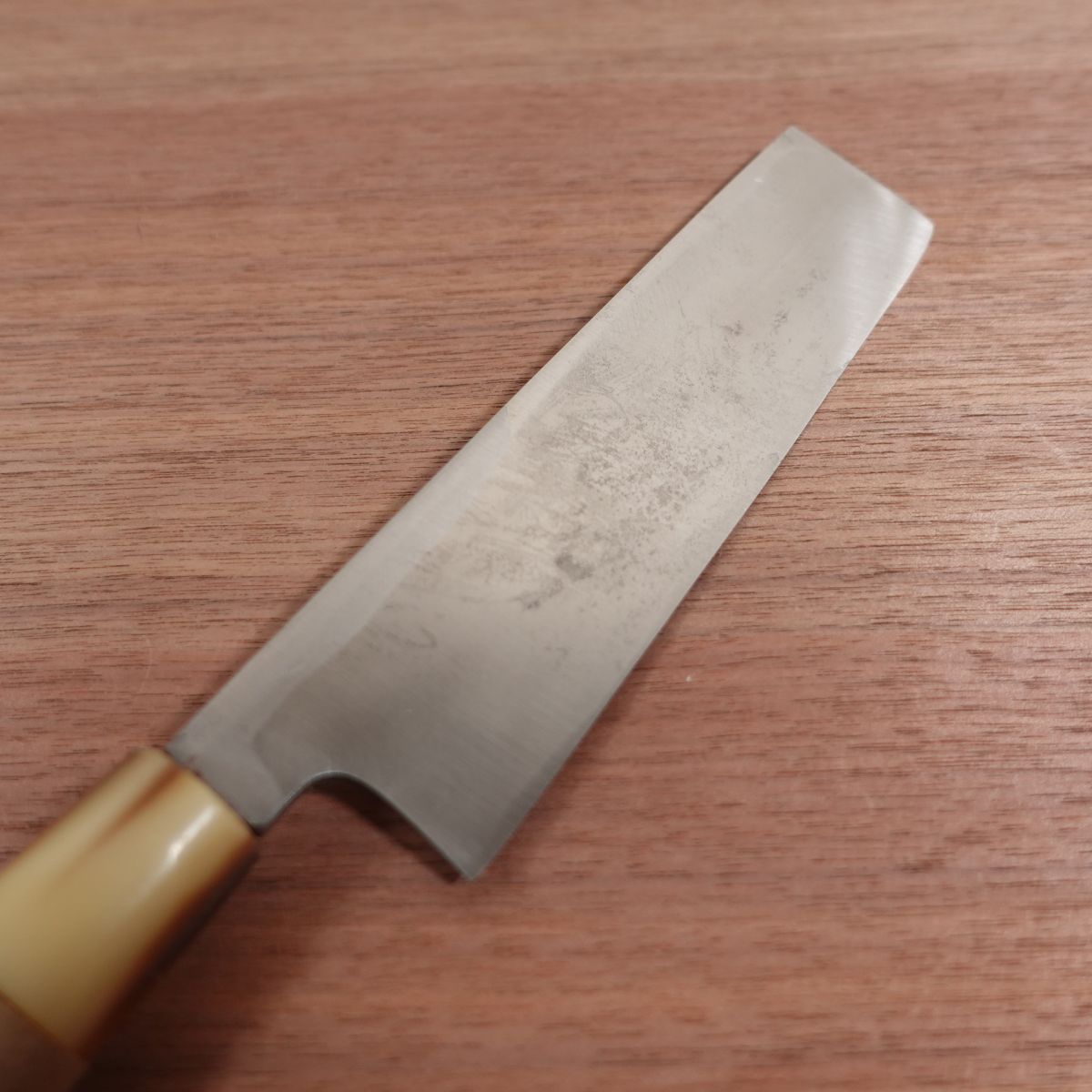 Minamoto Takafusa Usuba Knife, Sharpened, Left-Handed, White Water Buffalo Handle, Single Bevel, 180mm