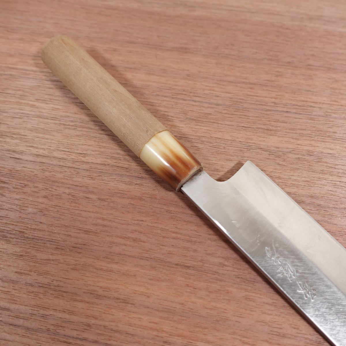 Minamoto Takafusa Usuba Knife, Sharpened, Left-Handed, White Water Buffalo Handle, Single Bevel, 180mm
