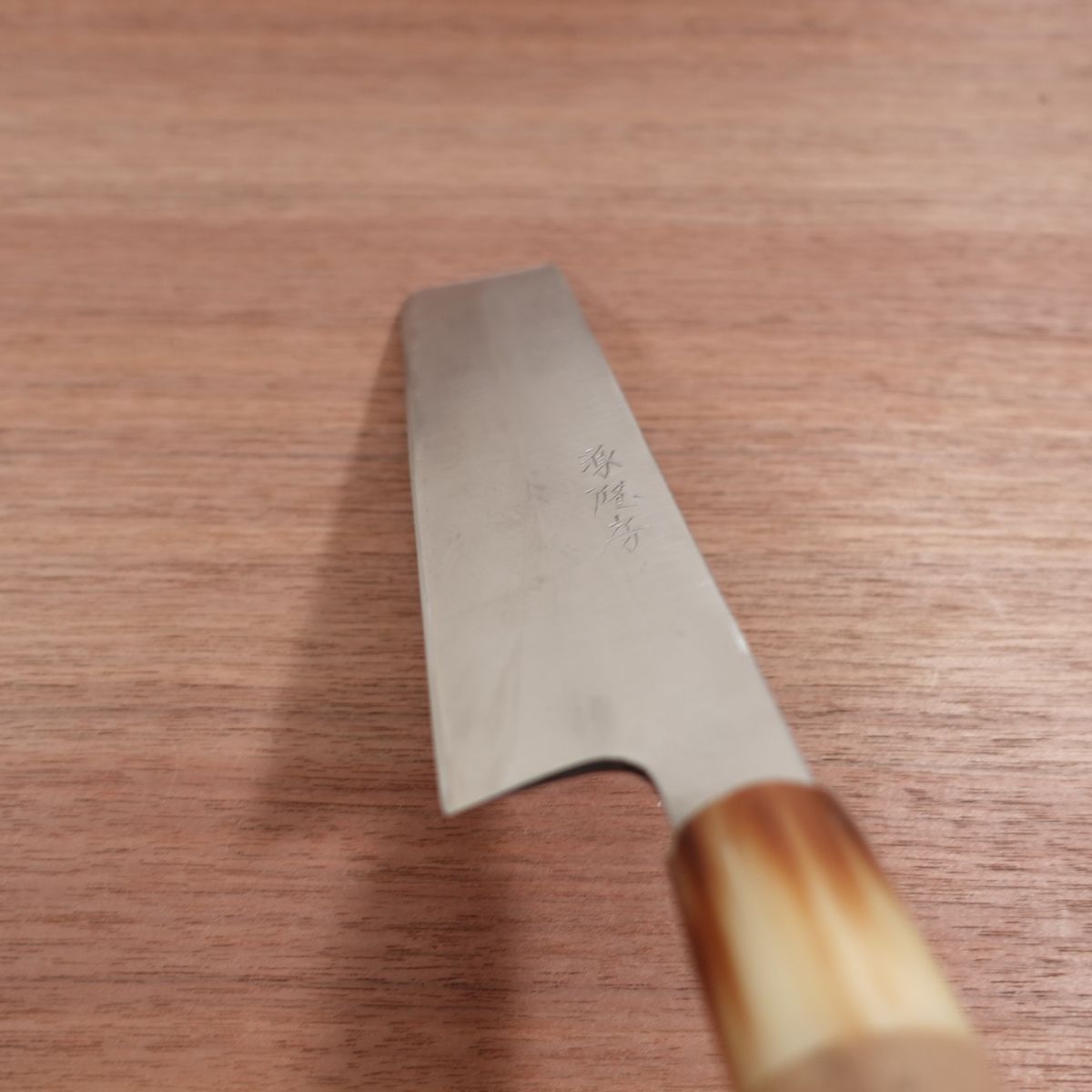 Minamoto Takafusa Usuba Knife, Sharpened, Left-Handed, White Water Buffalo Handle, Single Bevel, 180mm