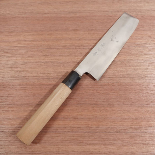 Minamoto Takafusa Usuba Knife, Sharpened, Water Buffalo Handle, Single Bevel, 180mm