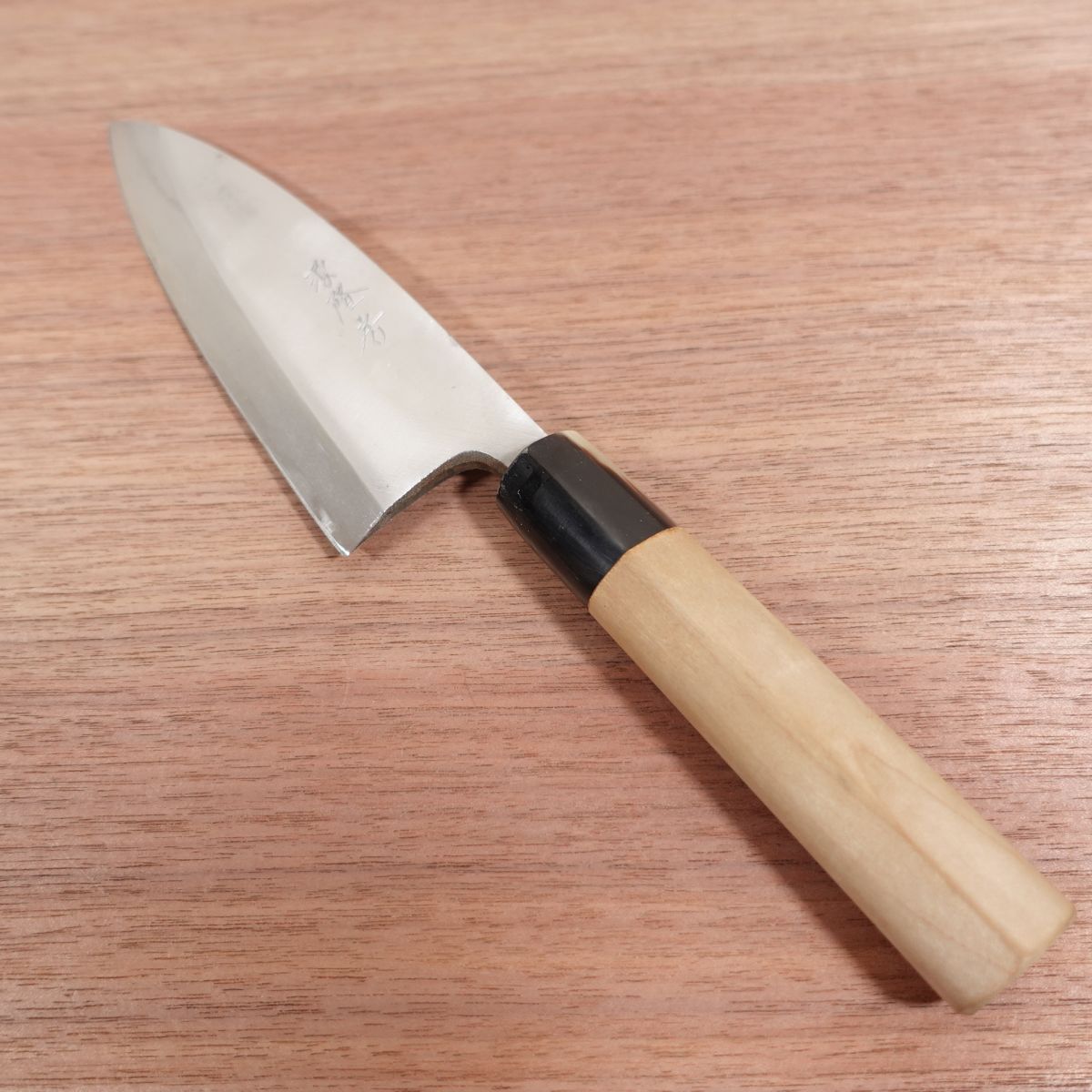Minamoto Takafusa Deba Knife, Sharpened, Left-Handed, Water Buffalo Handle, Single Bevel, 155mm