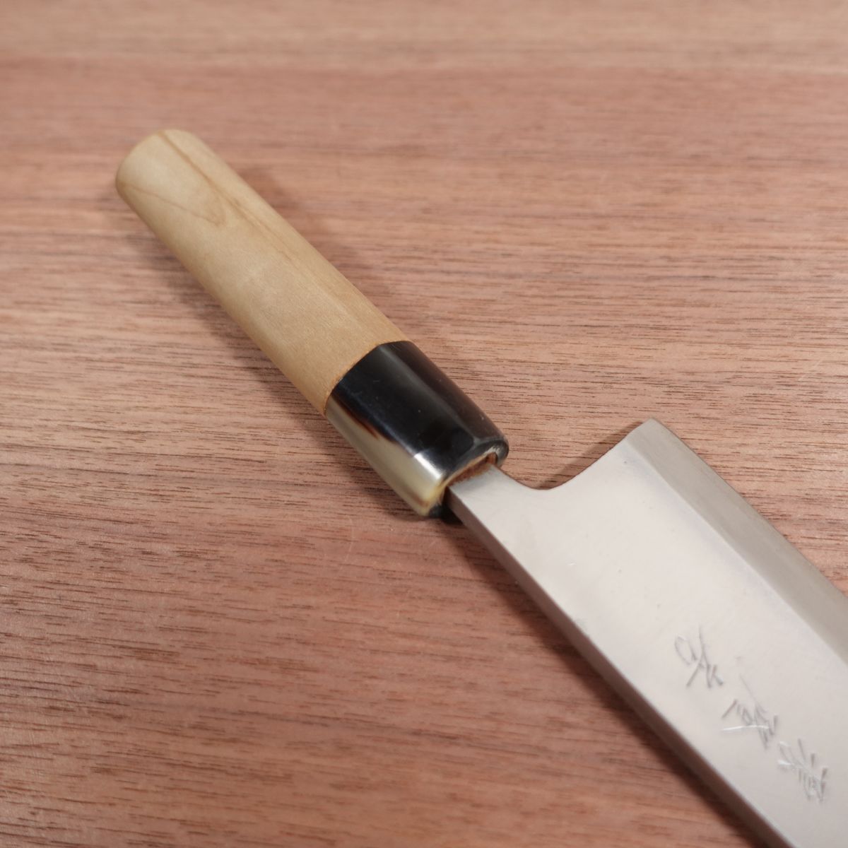Minamoto Takafusa Deba Knife, Sharpened, Left-Handed, Water Buffalo Handle, Single Bevel, 155mm