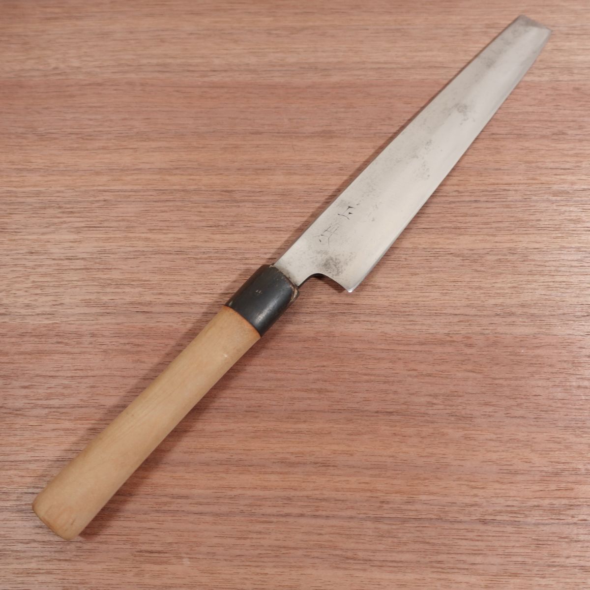 Masamoto Usuba Knife, Sharpened, Water Buffalo Handle, Single Bevel, Tapered Tip, Straight Edge Profile, 230mm