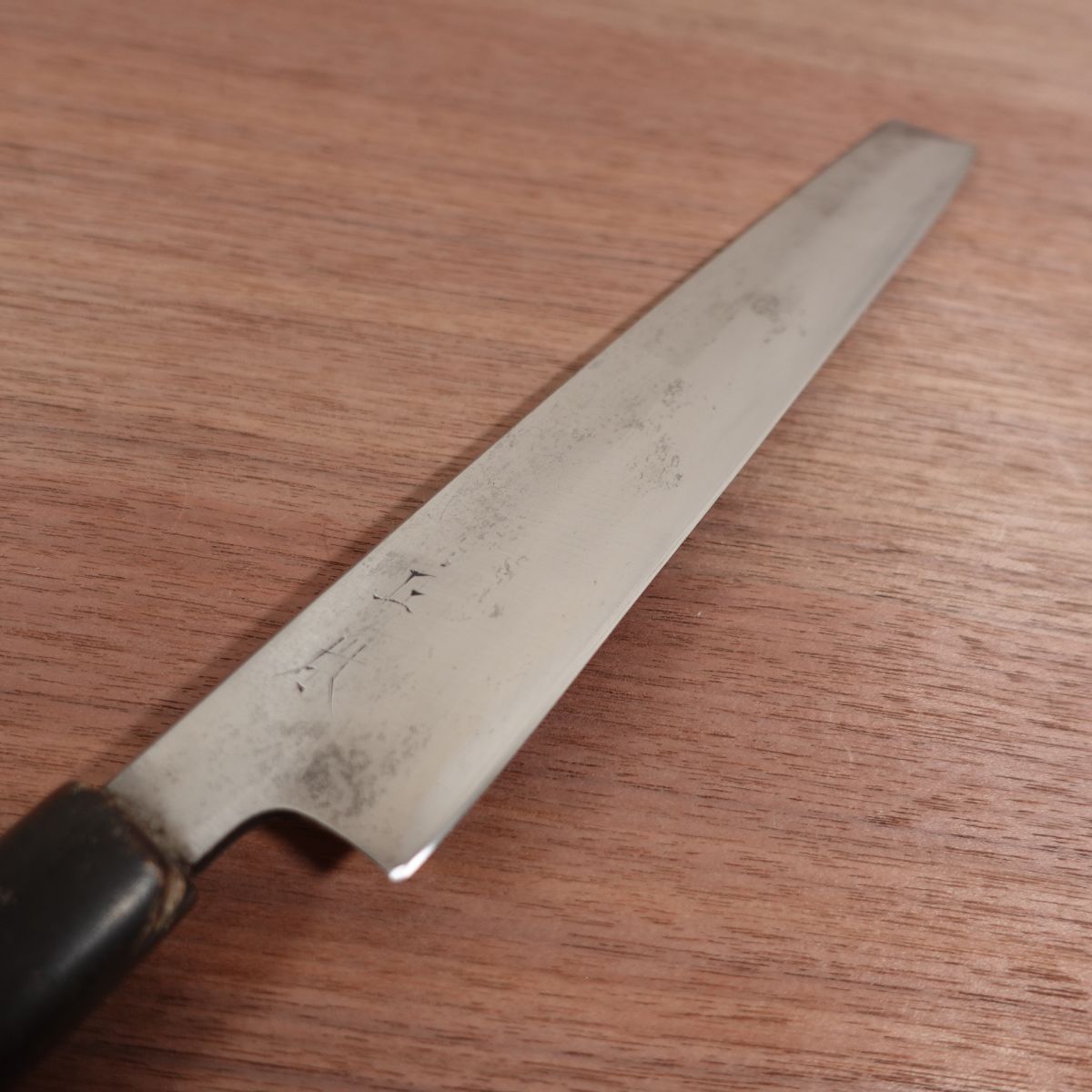 Masamoto Usuba Knife, Sharpened, Water Buffalo Handle, Single Bevel, Tapered Tip, Straight Edge Profile, 230mm