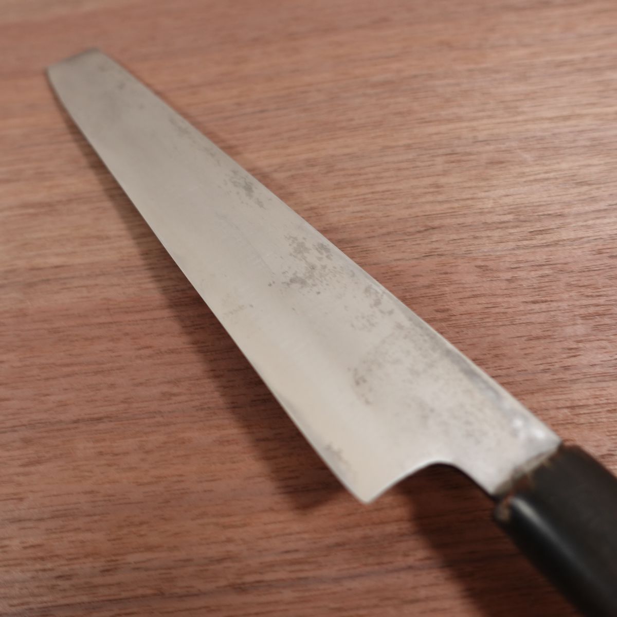 Masamoto Usuba Knife, Sharpened, Water Buffalo Handle, Single Bevel, Tapered Tip, Straight Edge Profile, 230mm