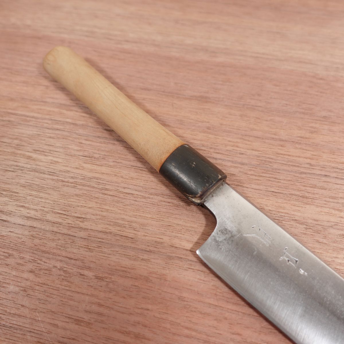 Masamoto Usuba Knife, Sharpened, Water Buffalo Handle, Single Bevel, Tapered Tip, Straight Edge Profile, 230mm