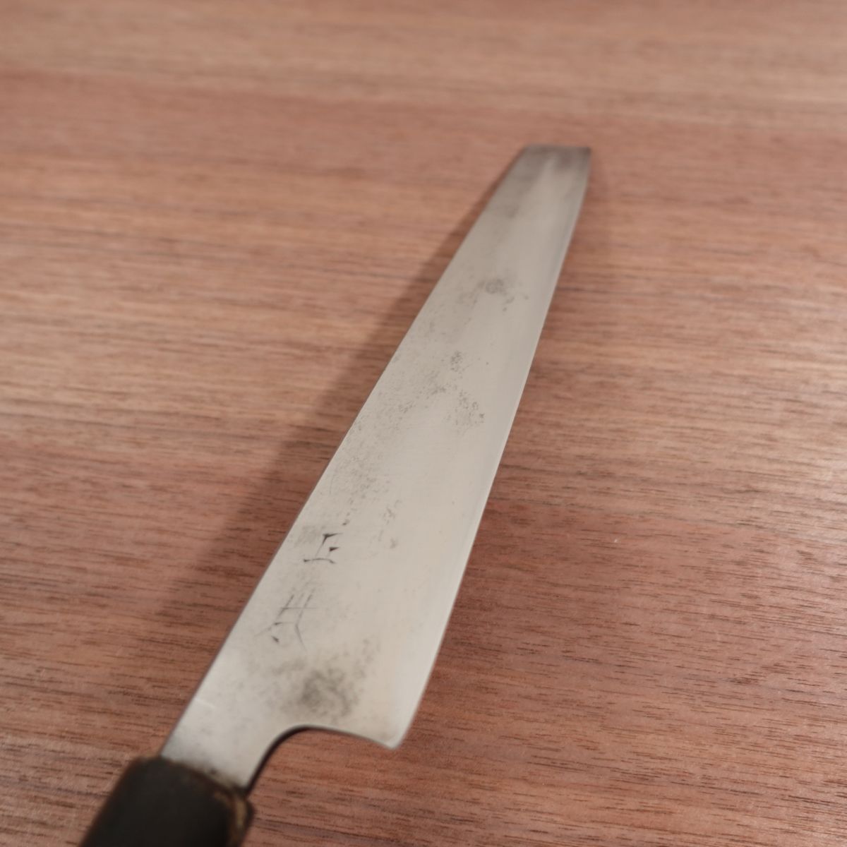 Masamoto Usuba Knife, Sharpened, Water Buffalo Handle, Single Bevel, Tapered Tip, Straight Edge Profile, 230mm