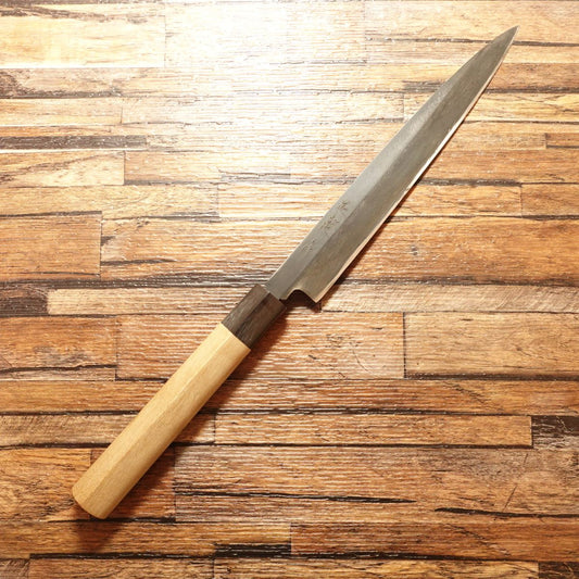 [HYPER REBORN] Masazumi Yanagiba Knife, Sharpened, Water Buffalo Handle, Black Oxide Finish, Sashimi Knife, Nearly Unused, 215mm