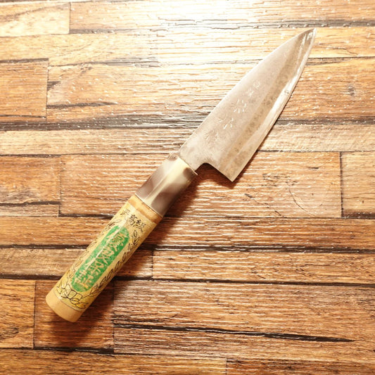 Sotan Aji-Kiri Knife, Sharpened, Small Deba, Marble Handle, Hagane Steel, 100mm