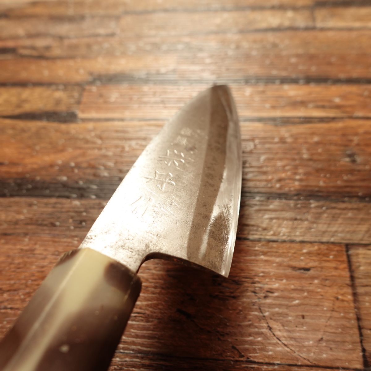 Sotan Aji-Kiri Knife, Sharpened, Small Deba, Marble Handle, Hagane Steel, 100mm