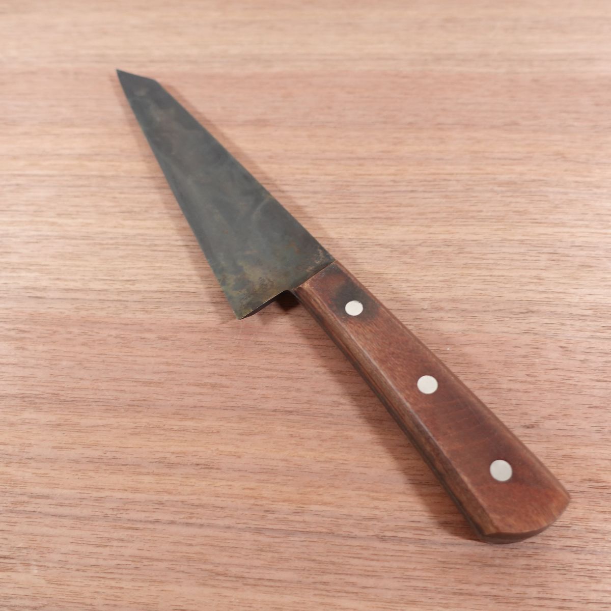 [HYPER REBORN] Honesuki Knife, Sharpened, Black Oxide Finish, Thick Blade, Sturdy, Single Bevel, Carbon Steel, Unbranded, 180mm