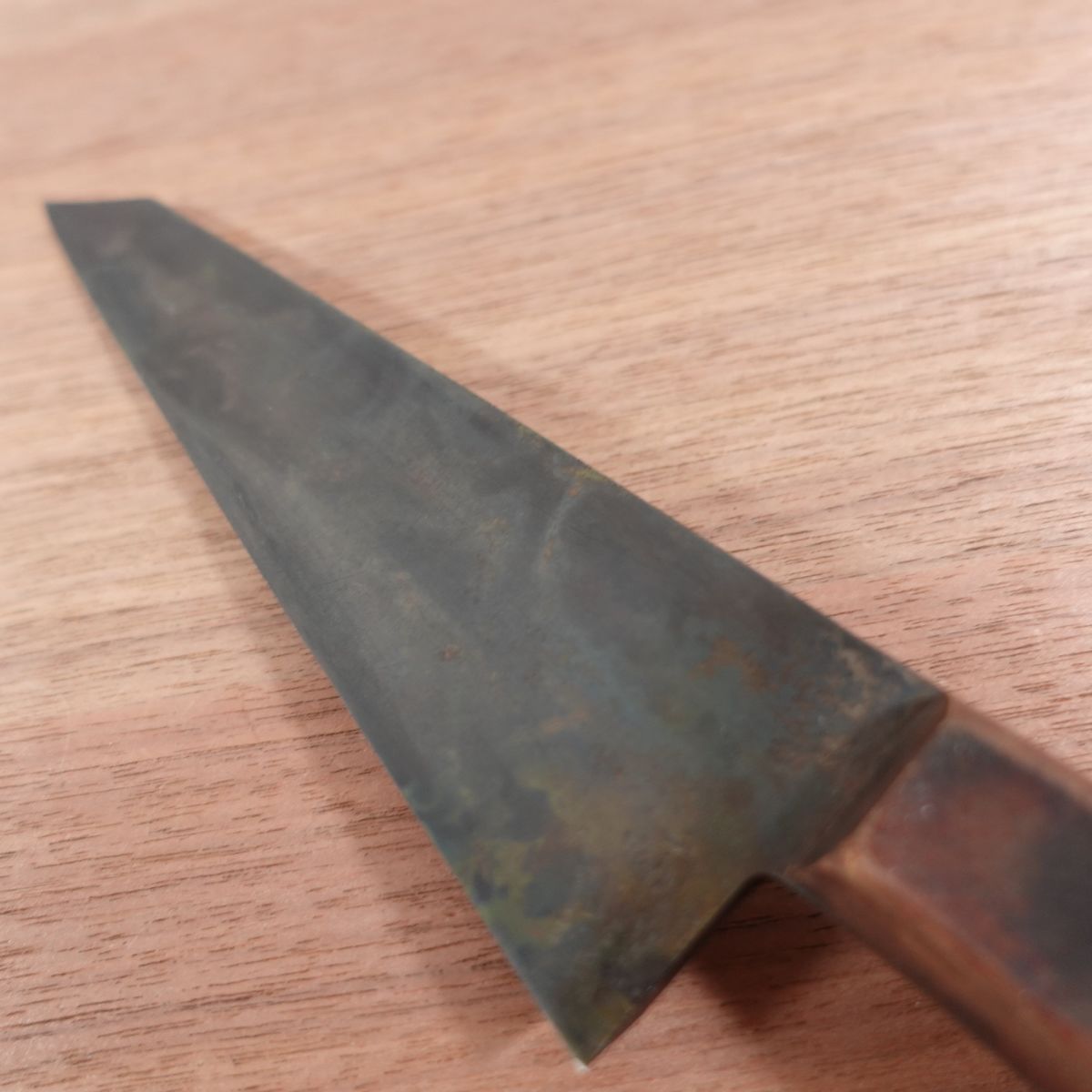 [HYPER REBORN] Honesuki Knife, Sharpened, Black Oxide Finish, Thick Blade, Sturdy, Single Bevel, Carbon Steel, Unbranded, 180mm