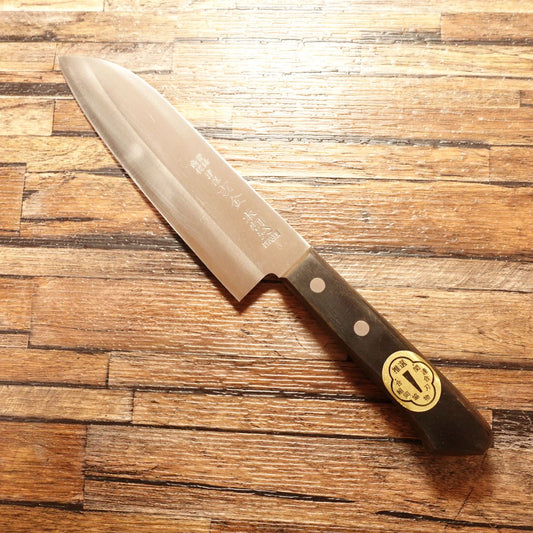 Tsuboyoshikane Santoku Knife, Sharpened, Hon-Warikomi, DP Processed, Sticker Attached, Nearly Unused Stored, 165mm