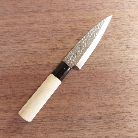 Noshu Magoroku Petty Knife, Sharpened, Koryu, Tsuchime Hammered Pattern, Stainless Steel, 125mm