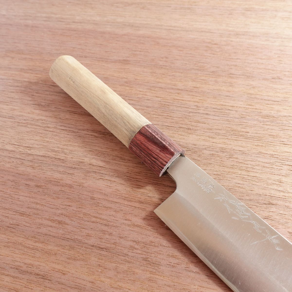 Composite Stainless Steel Forged Usuba Knife, Sharpened, Custom Work, Red Ferrule, 180mm