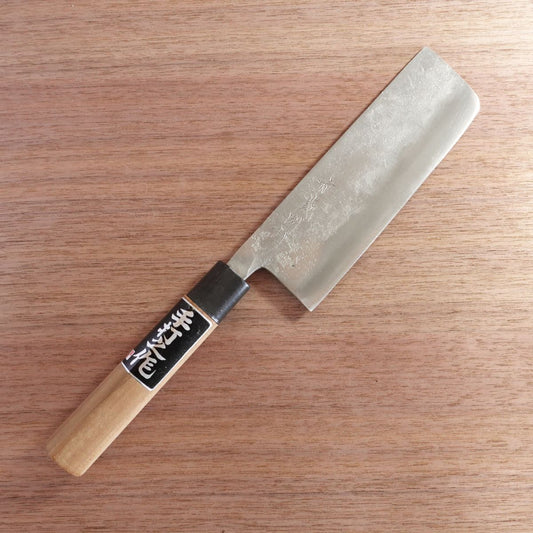 Ichizo Nakiri Knife, Sharpened, Nashiji Finish, Hand-Forged, Double Bevel, 160mm