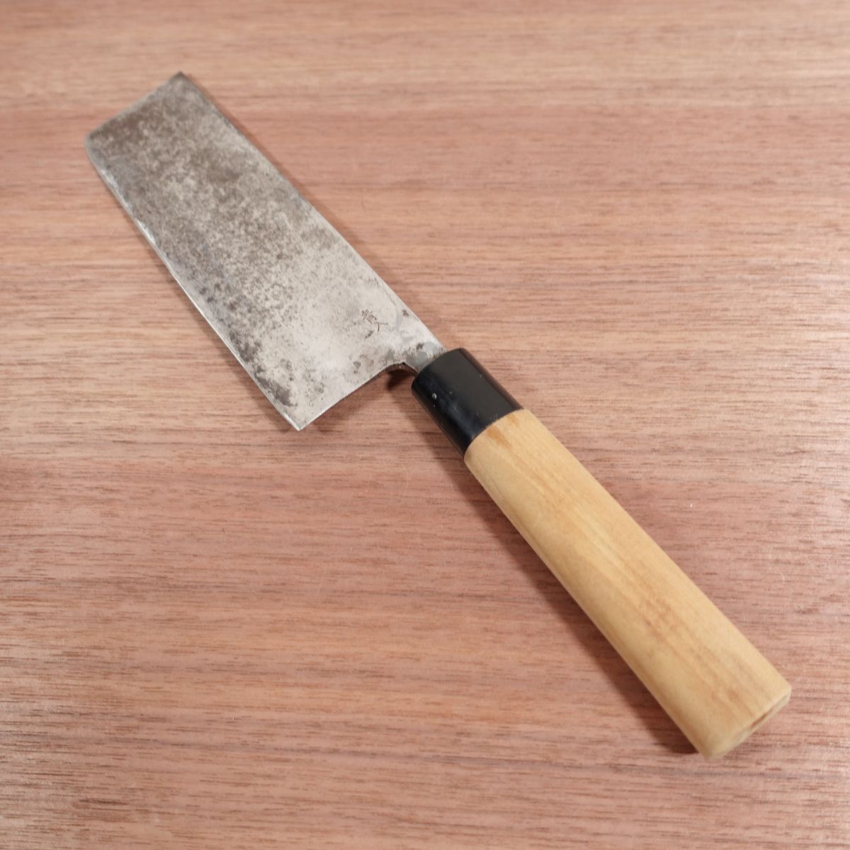 Aoiri Nakiri Knife, Sharpened, Handmade, Double Bevel, Carbon Steel, Tosa Blue Steel, 170mm