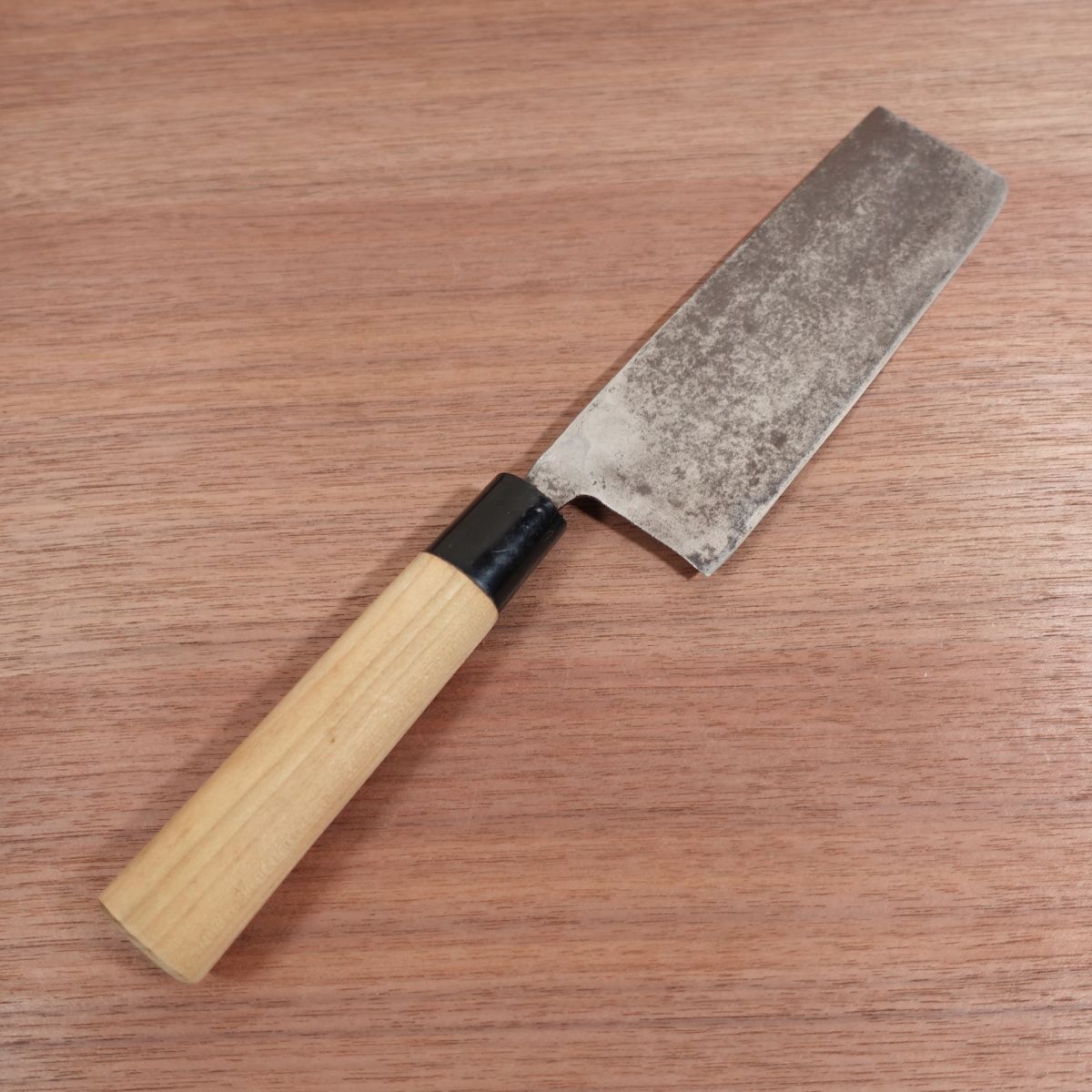 Aoiri Nakiri Knife, Sharpened, Handmade, Double Bevel, Carbon Steel, Tosa Blue Steel, 170mm