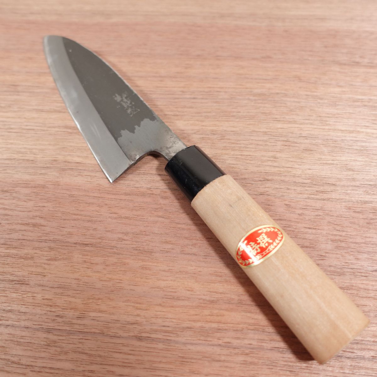 Katsuhiro Santoku Knife, Sharpened, Kurouchi Finish, All-Purpose Knife, Double Bevel, Also Suitable as Deba, 155mm