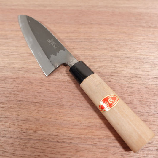 Katsuhiro Santoku Knife, Sharpened, Kurouchi Finish, All-Purpose Knife, Double Bevel, Also Suitable as Deba, 155mm
