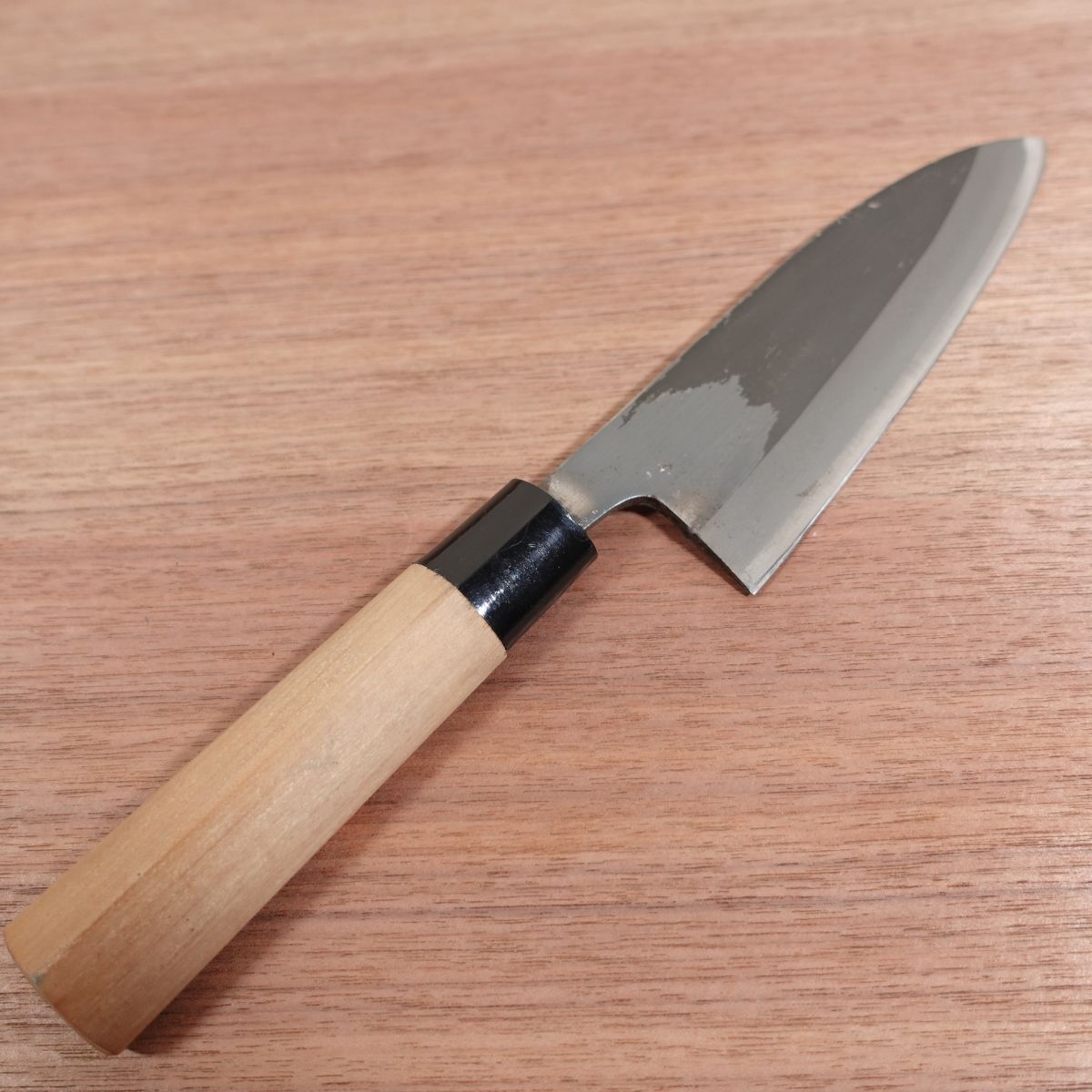 Katsuhiro Santoku Knife, Sharpened, Kurouchi Finish, All-Purpose Knife, Double Bevel, Also Suitable as Deba, 155mm