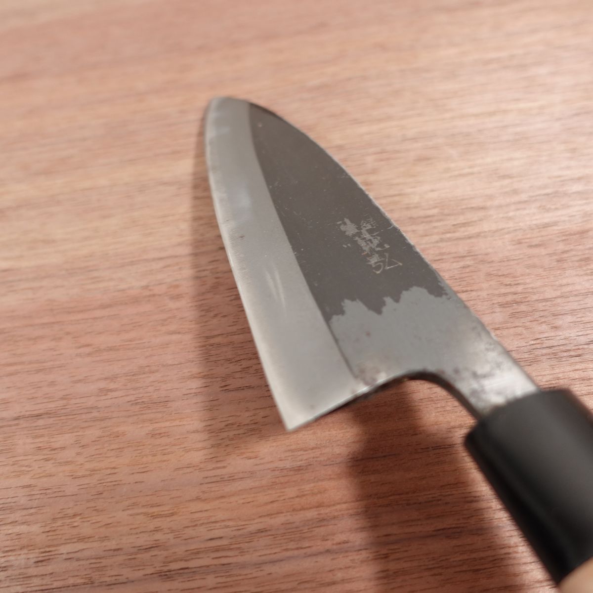 Katsuhiro Santoku Knife, Sharpened, Kurouchi Finish, All-Purpose Knife, Double Bevel, Also Suitable as Deba, 155mm