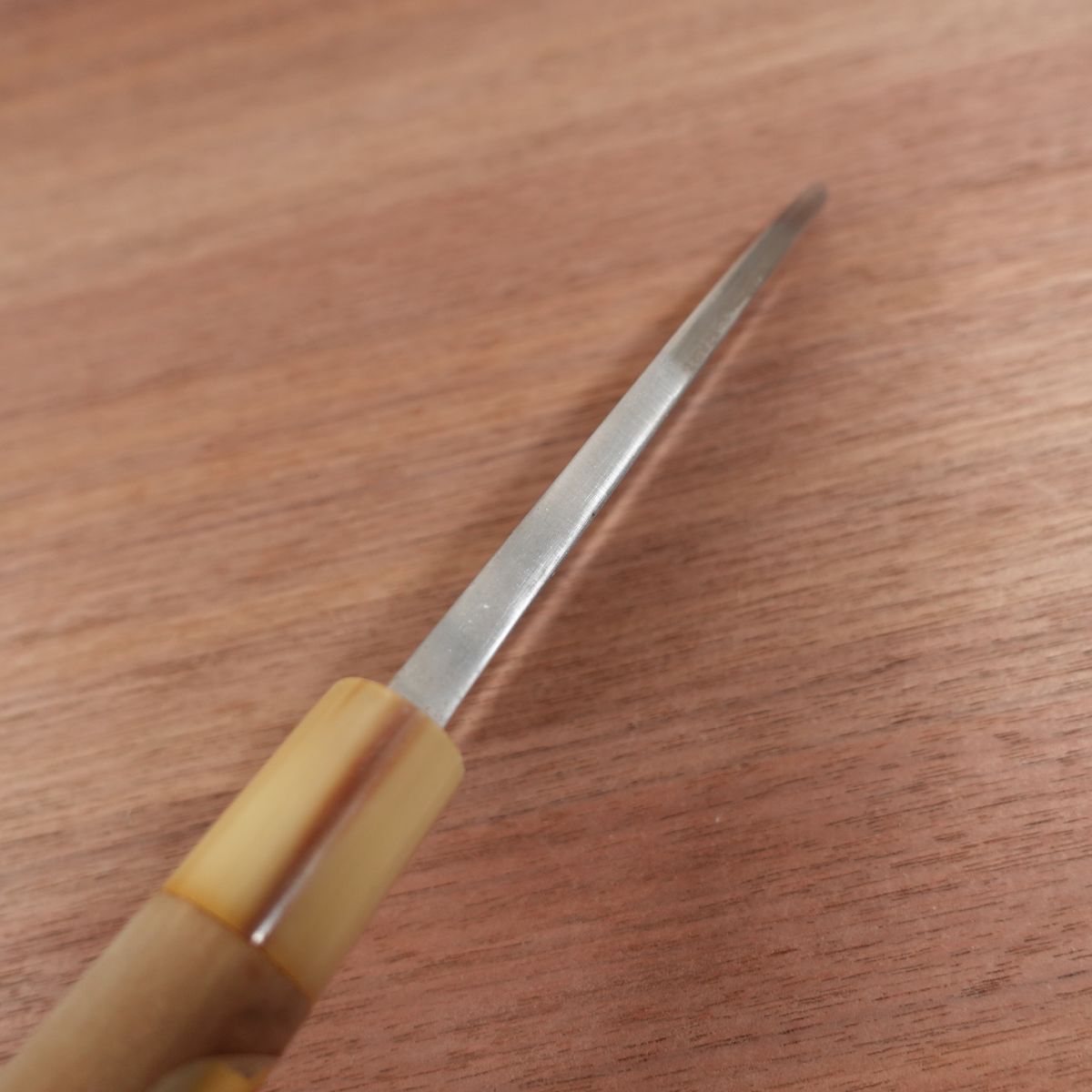 [HYPER REBORN] Sakai Yamatsuka Deba Knife, Sharpened, Blue Steel, Semi-Mirror Finish, White Water Buffalo Handle, Bessaku, Nearly Unused, Boxed, 155mm
