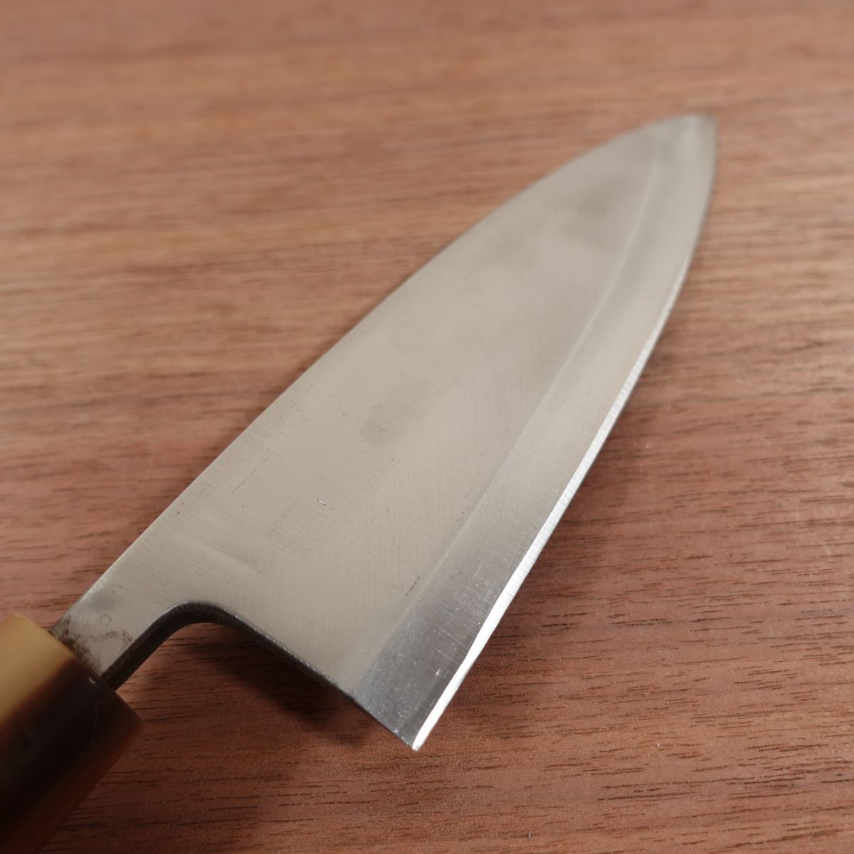 Sakai Akimasa Deba Knife, Sharpened, White Water Buffalo Handle, Hon-Tanren, Nearly Unused, Boxed, 155mm