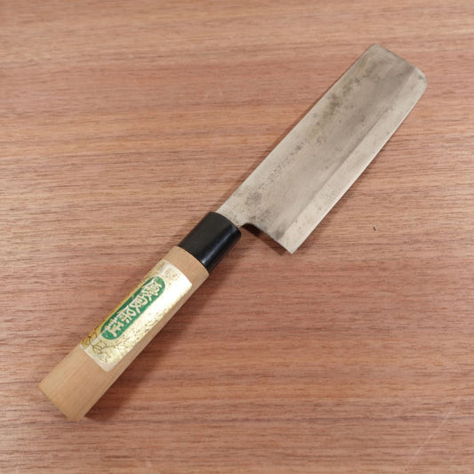 Togoro Nakiri Knife, Sharpened, Carbon Steel Double Bevel, Nakiri, Quality Assurance Sticker, 160mm