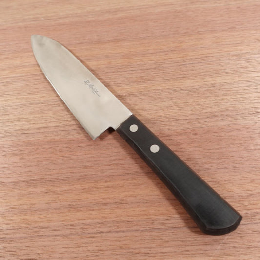 Kazuhide Santoku Knife, Sharpened, All-Purpose Knife, Special Laminated Steel, Made by Kazuhide, 165mm